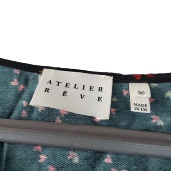 Atelier Reve black and red heart prints ruffled midi dress size S - Picture 5 of 8